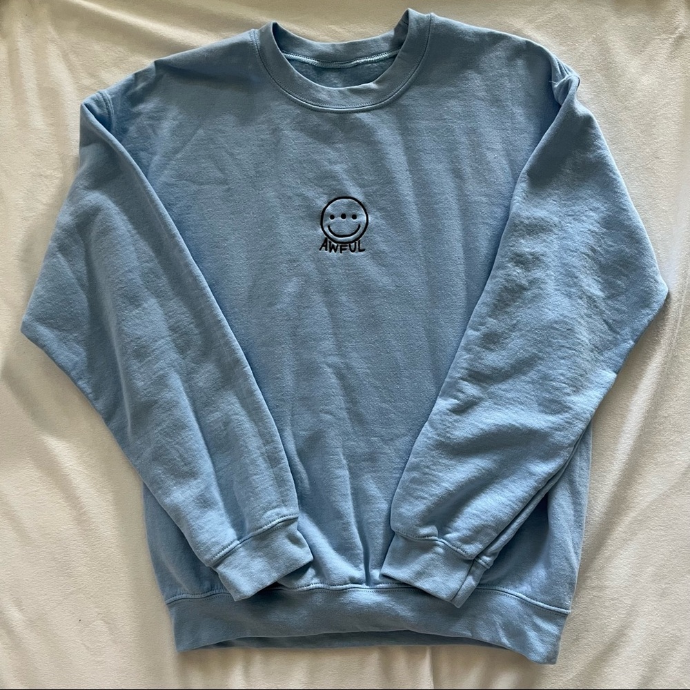 BLUE AWFUL BRAND CREWNECK SEEN ON CHARLI DAMELIO